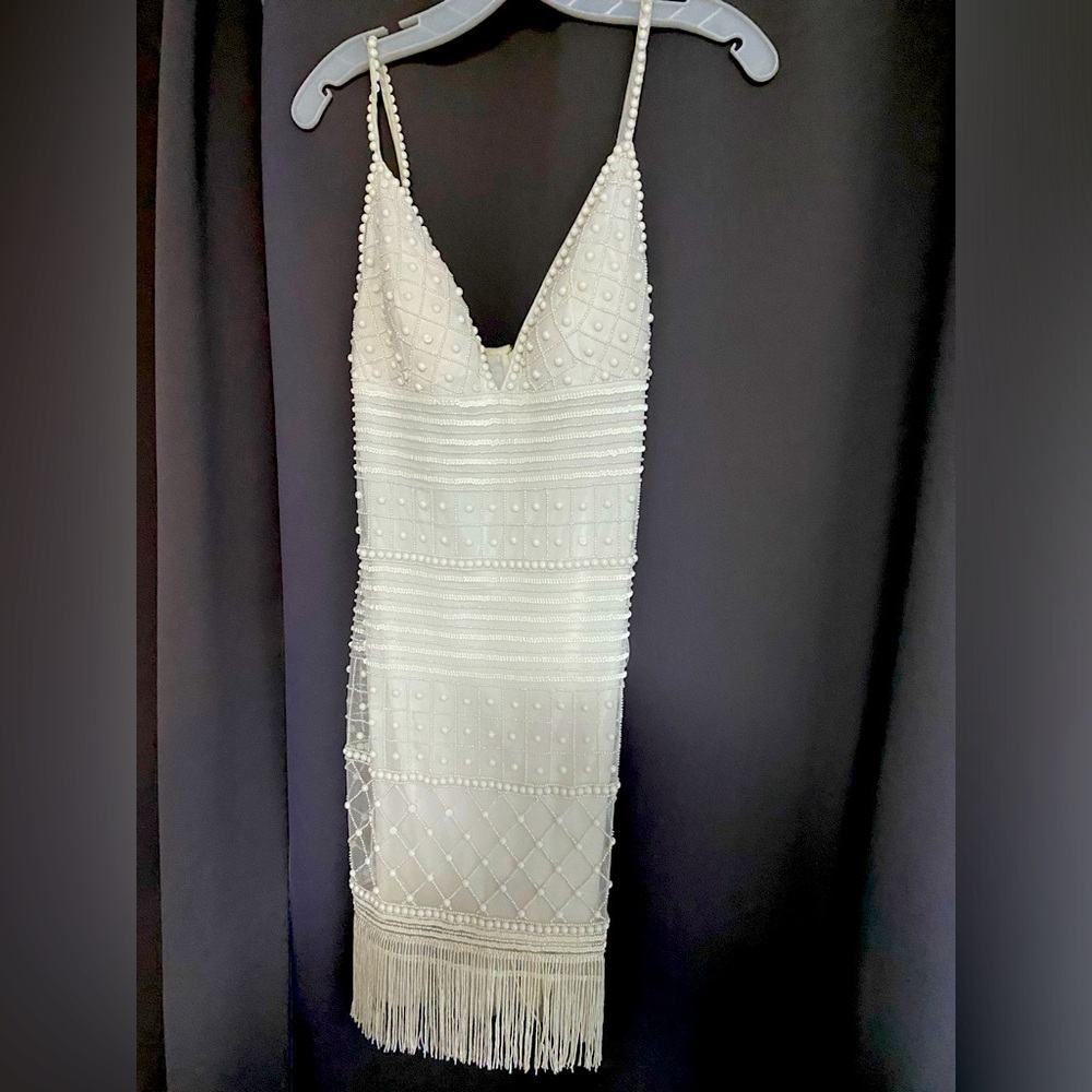 David’s Bridal White Cocktail/Second Look Dress